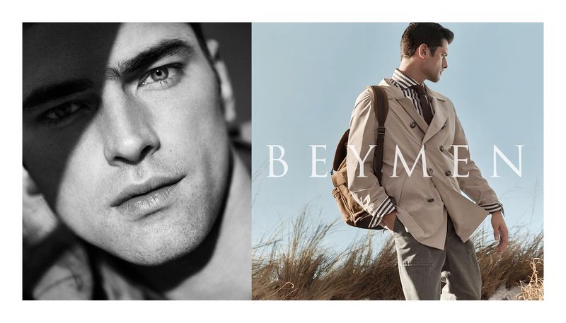 Donning a double-breasted jacket, Sean O'Pry appears in Beymen's spring-summer 2020 campaign.