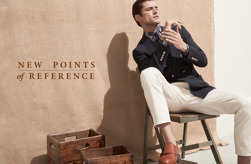 Sean O'Pry cleans up in dashing spring tailoring from Brunello Cucinelli.