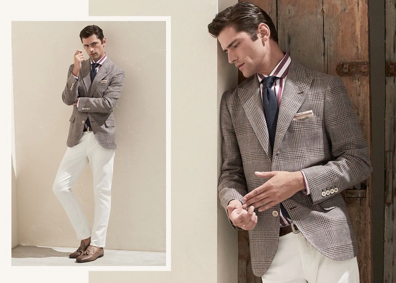 Brunello Cucinelli enlists the help of Sean O'Pry to bring attention to its sartorial wardrobe for spring.