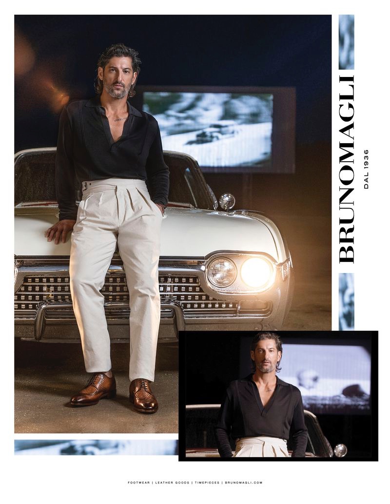 Model Tony Ward appears in Bruno Magli's spring-summer 2020 campaign.