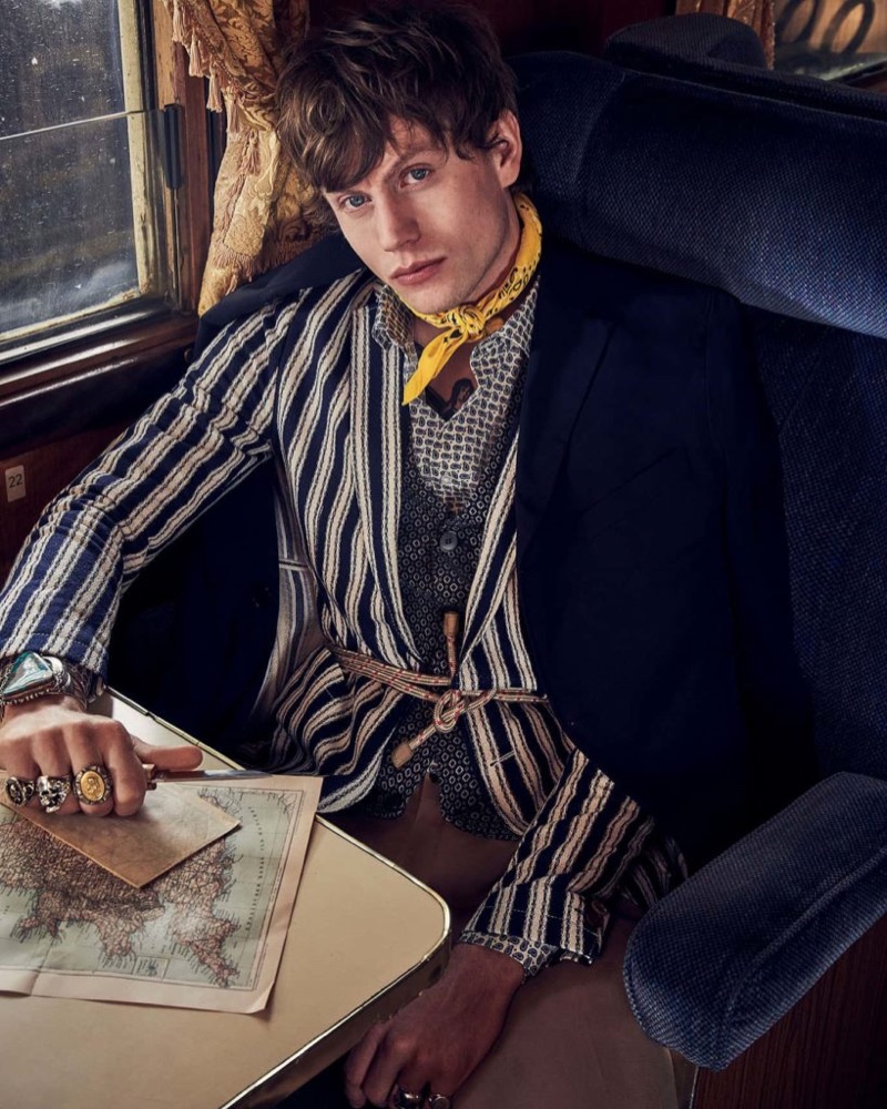 A dandy vision, Sid Ellisdon stars in Club of Gents' spring-summer 2020 campaign.