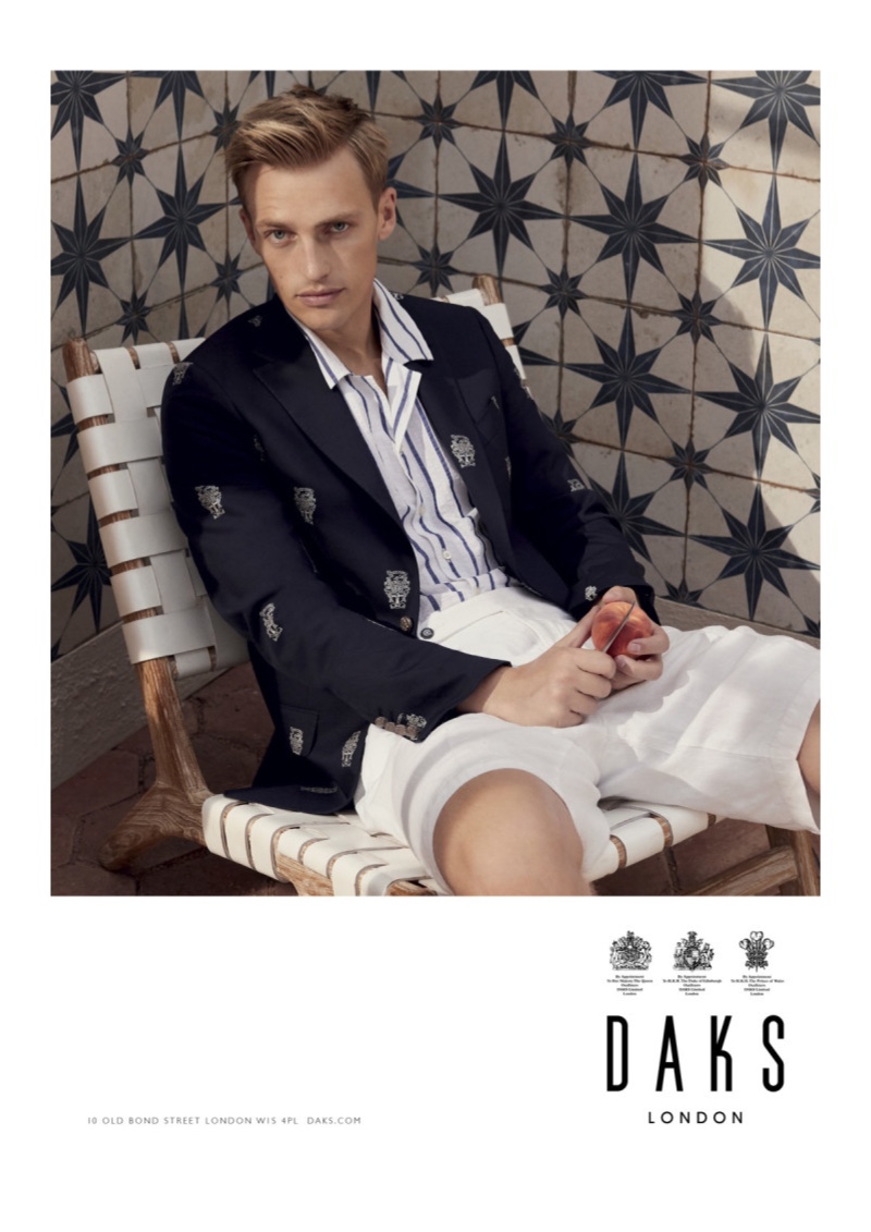 Embracing nautical style, Victor Nylander fronts Daks' spring-summer 2020 campaign.