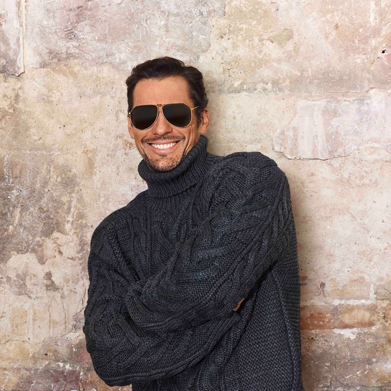 All smiles, David Gandy appears in Dolce & Gabbana's spring-summer 2020 eyewear campaign.