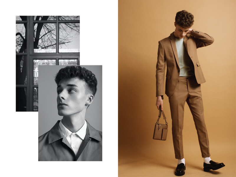 Left: Daniel wears shirt Filippa K and jacket COS. Right: Daniel wears t-shirt COS, suit and shoes Zara.