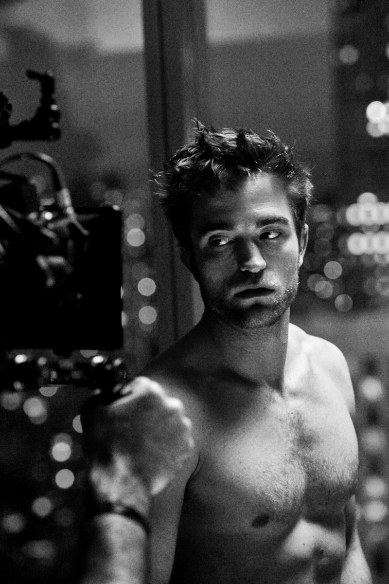 Captured behind the scenes for Dior Homme, Robert Pattinson goes shirtless.