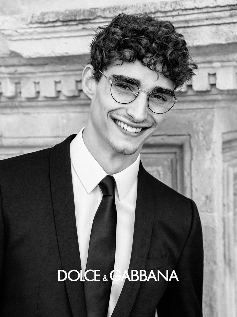 All smiles, Kane Roberts stars in Dolce & Gabbana's spring-summer 2020 men's eyewear campaign.