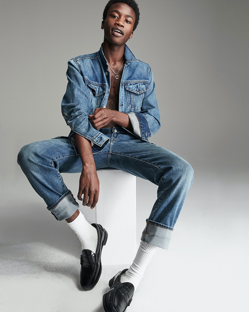 Front and center, Cheikh Tall doubles down on denim from Gap.