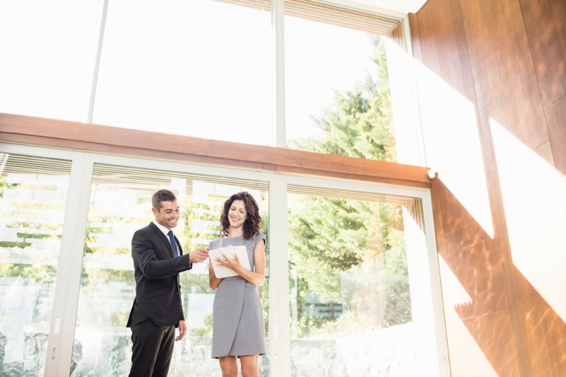 House Showing Real Estate Agent Suit Woman Dress