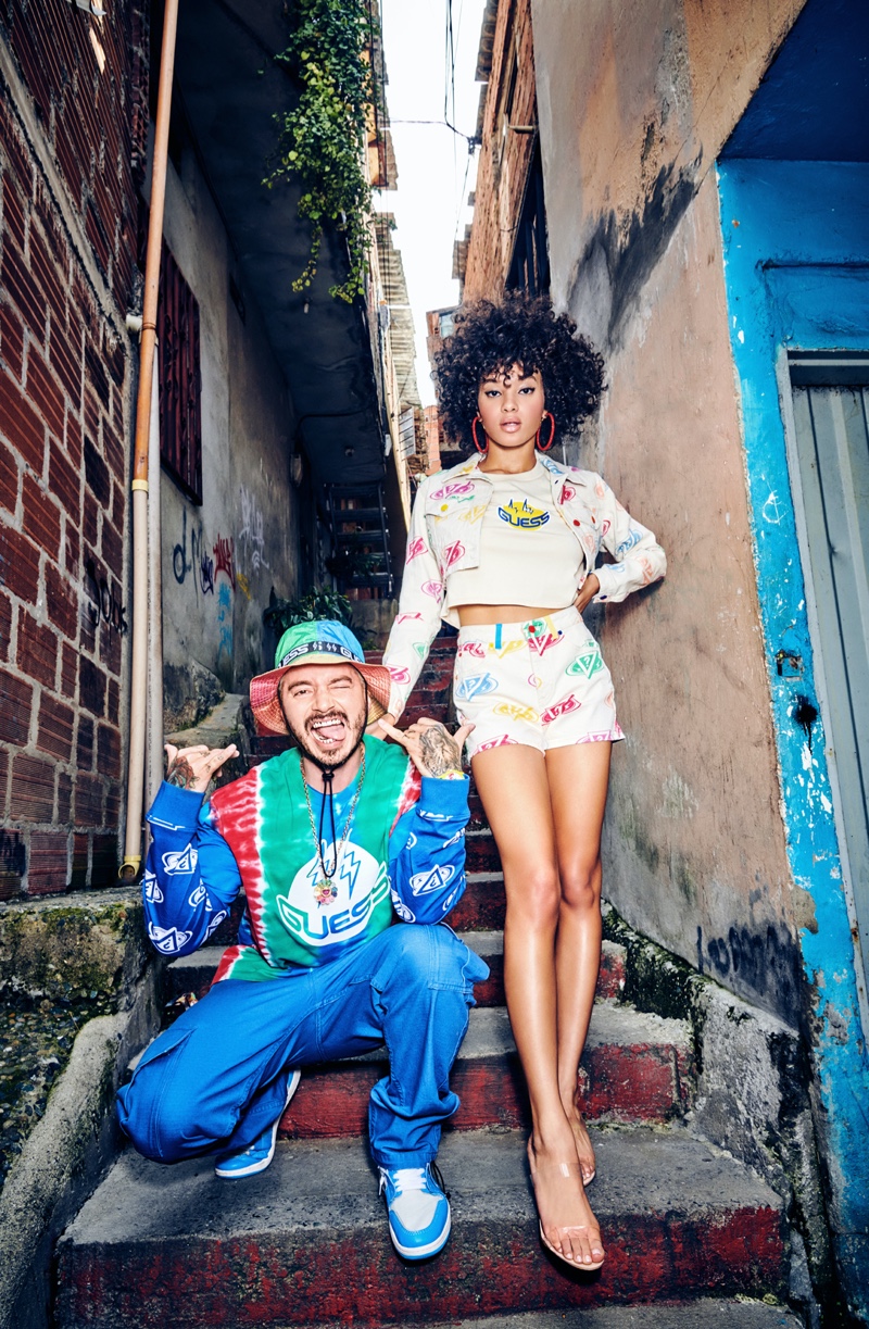 J Balvin joins model Jamea Byrd for GUESS' spring-summer 2020 campaign.