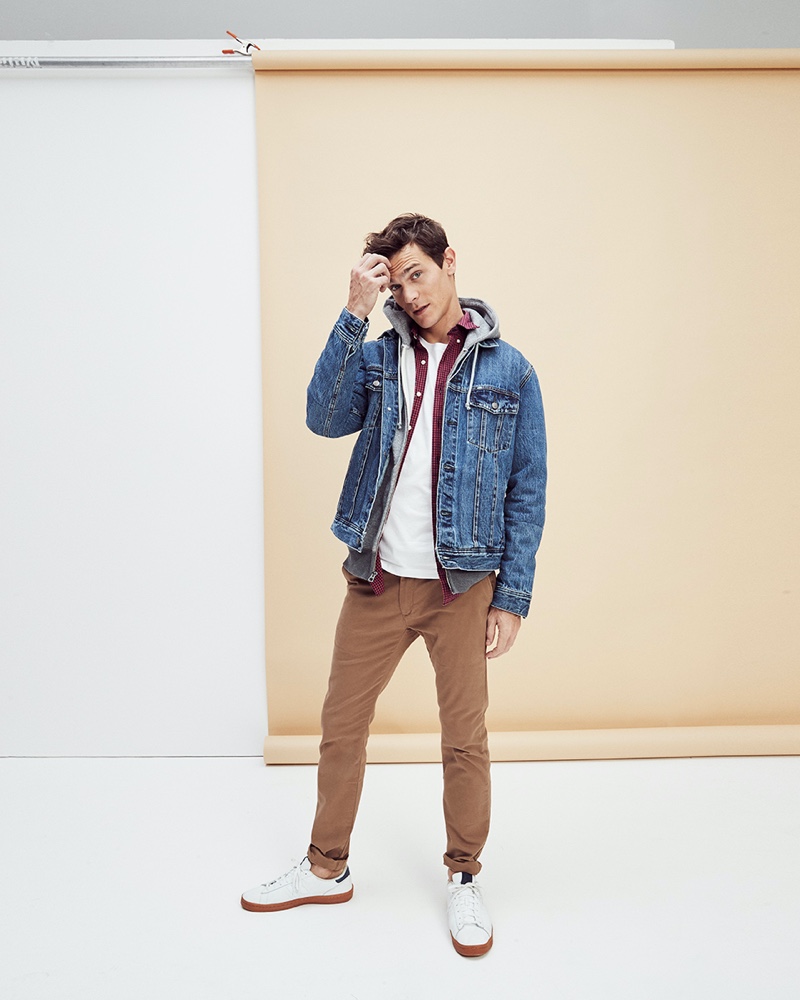 French model Vincent LaCrocq inspires in a layered look from J.Crew.