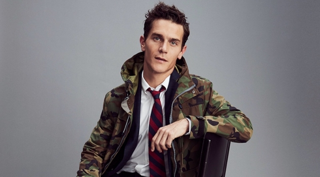 Vincent, Luke & Mike Sport New Spring Styles from J.Crew Vincent LaCrocq jazzes up a dapper J.Crew suit with a camouflage jacket.