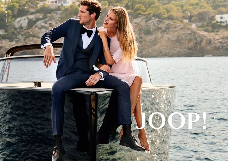 Dressed to impress, Edward Wilding and Kim Riekenberg appear in JOOP!'s spring-summer 2020 campaign.