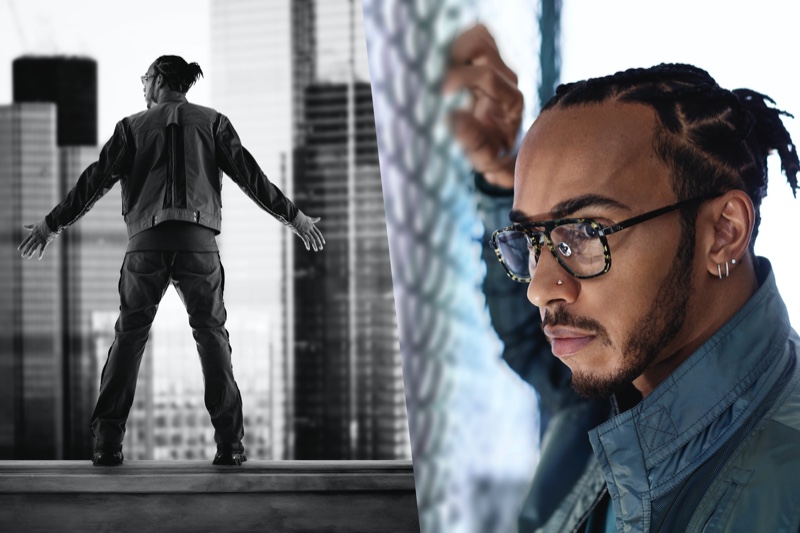 Racing car driver Lewis Hamilton collaborates with Police eyewear and stars in a new campaign.