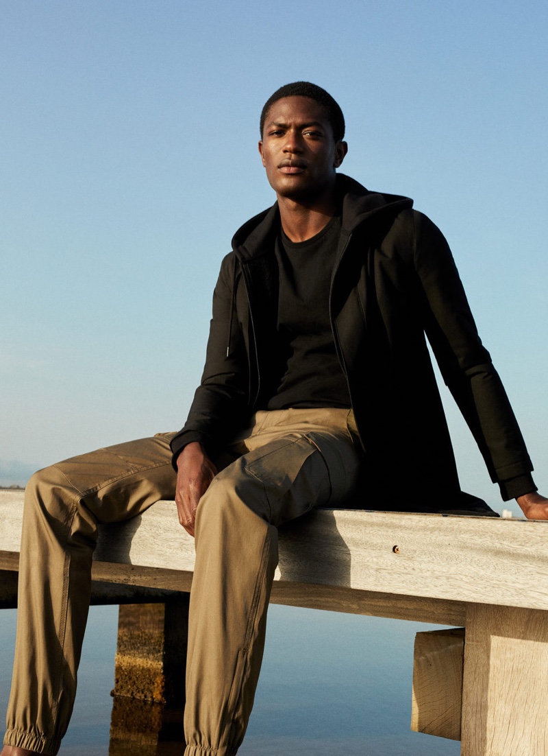 Hamid Onifade dons a smart-casual spring look from Mango.