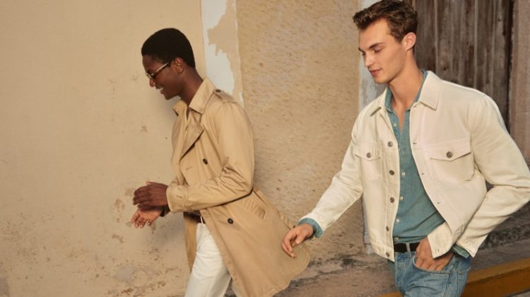 Models Hamid Onifade and Kit Butler come together for Mango's spring-summer 2020 campaign.