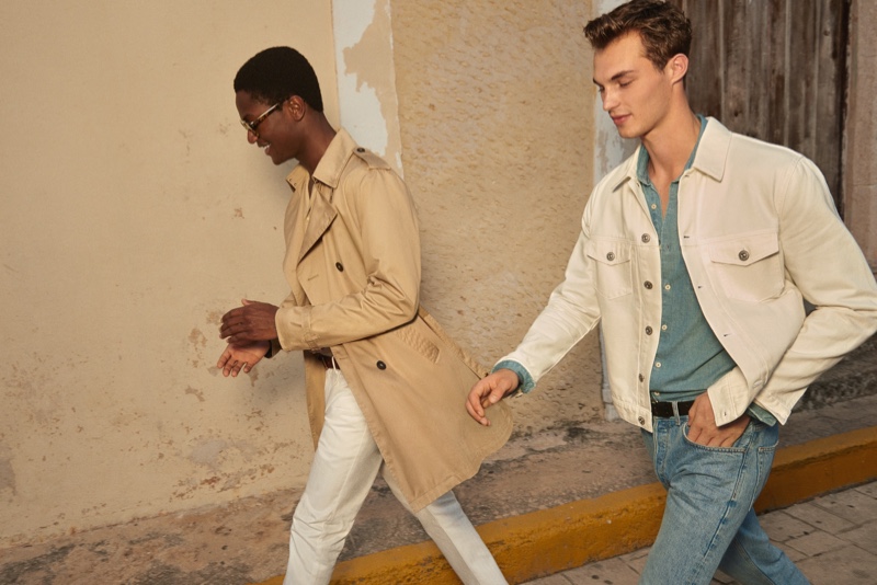 Models Hamid Onifade and Kit Butler come together for Mango's spring-summer 2020 campaign.