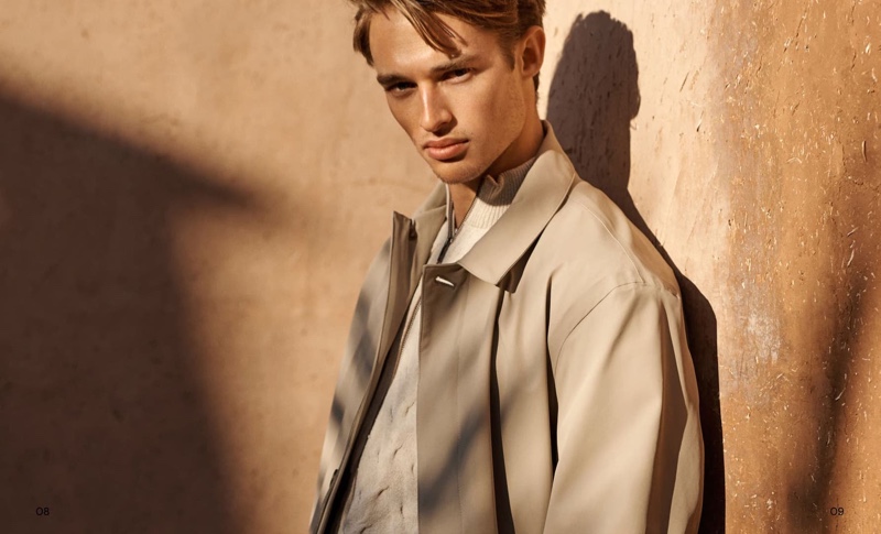 Neutrals are front and center as Morton Nielsen wears key pieces from Massimo Dutti.