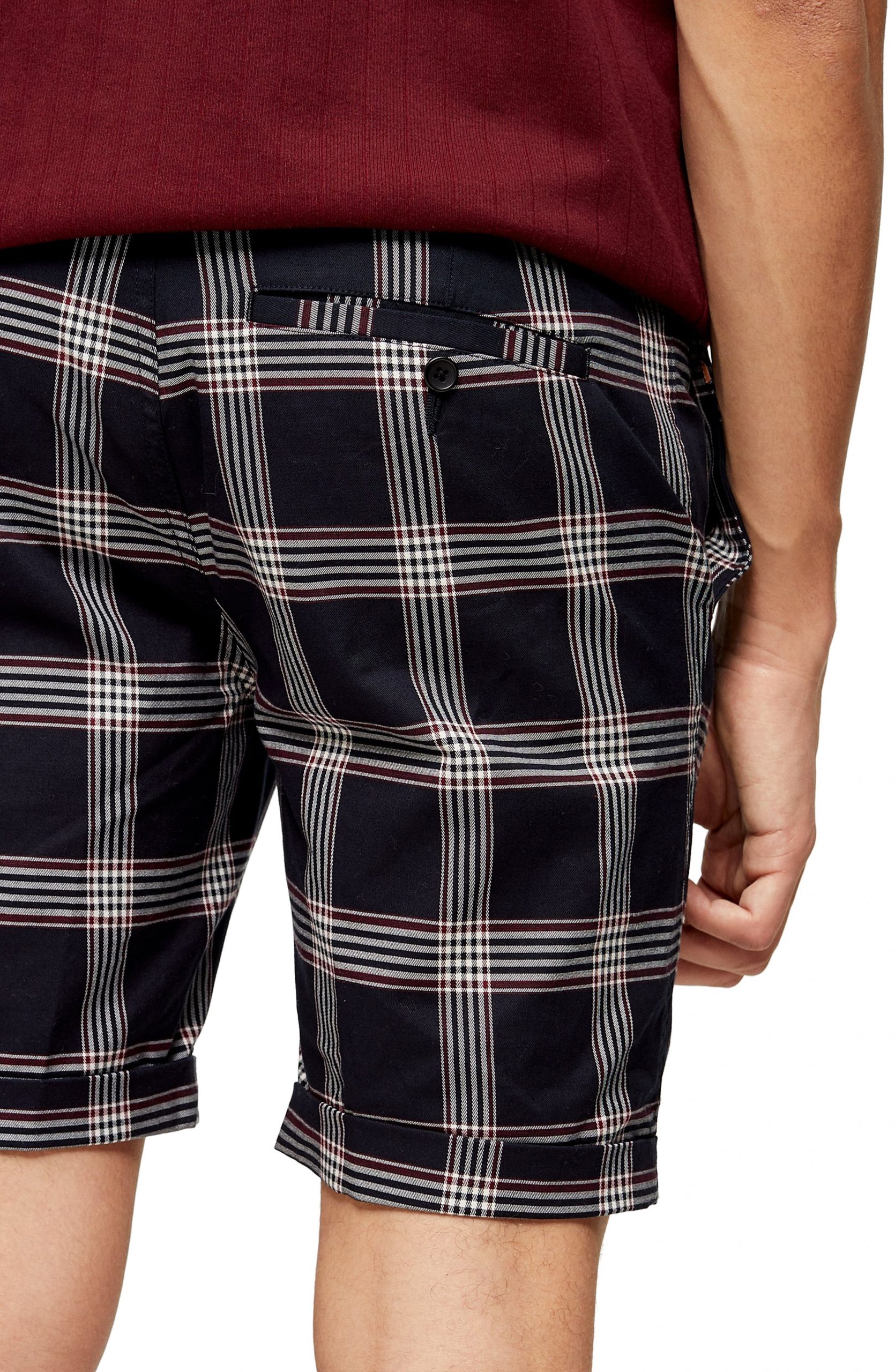 Men’s Topman Check Print Skinny Fit Shorts, Size 28 - Blue | The ...