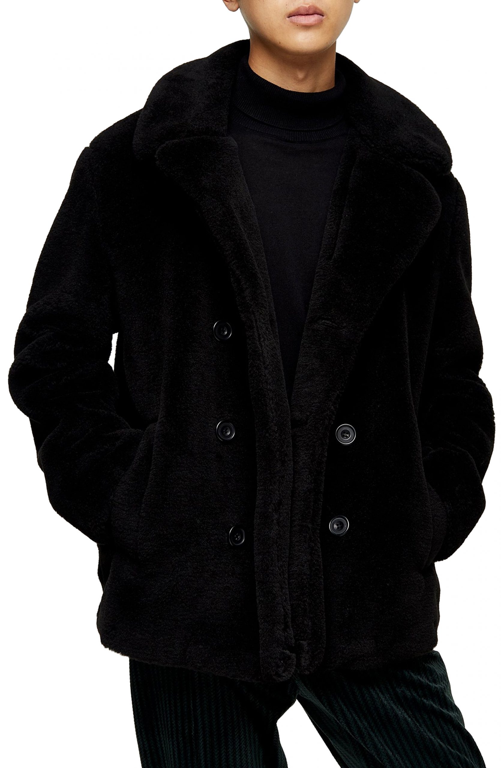fur peacoat mens
