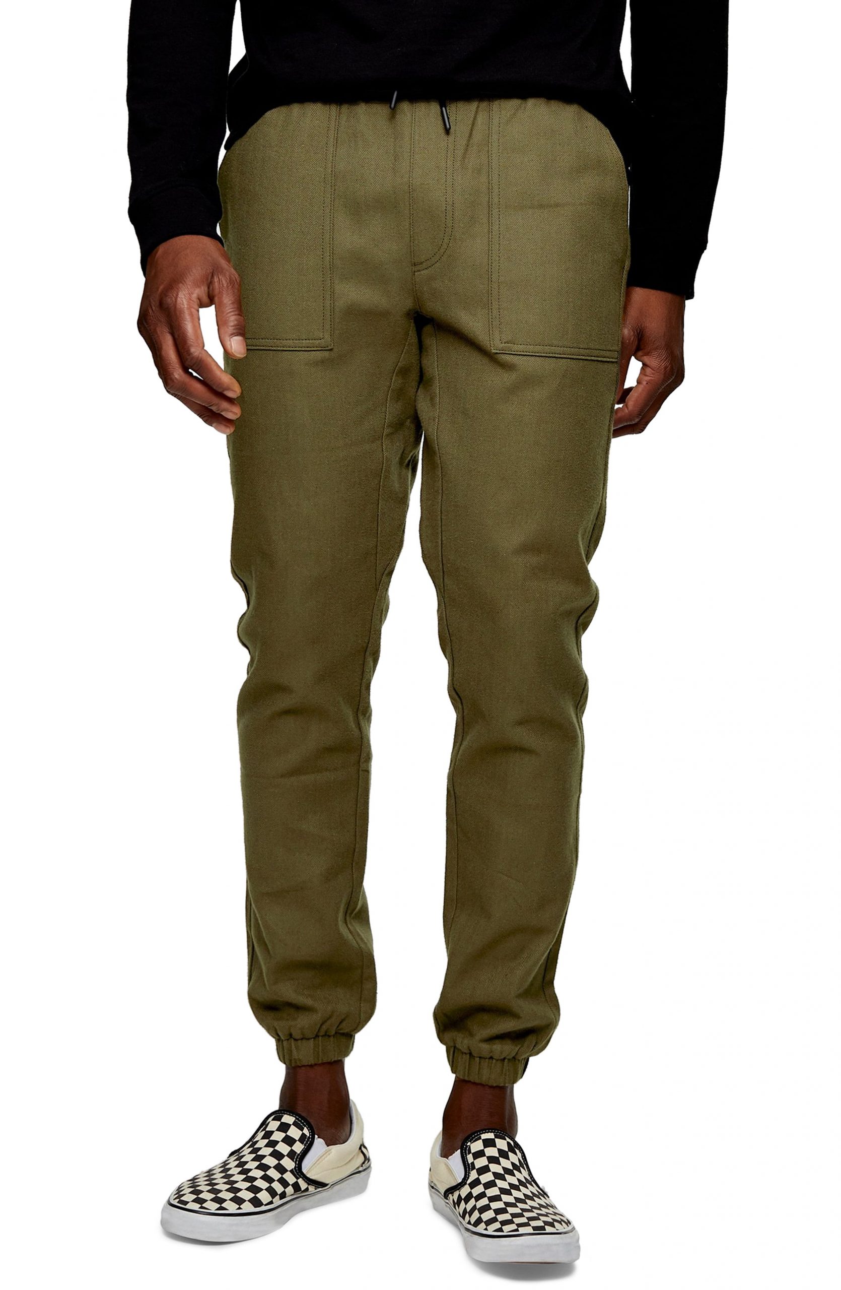Men’s Topman Flannel Skinny Joggers, Size 38 x 34 - Green | The Fashionisto
