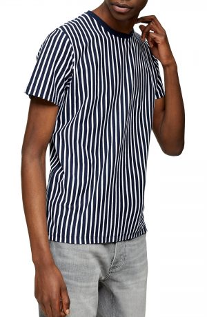 Men's Topman Harry Vertical Stripe T-Shirt, Size Large - Blue Men's Topman Harry Vertical Stripe T-Shirt, Size Large - Blue
