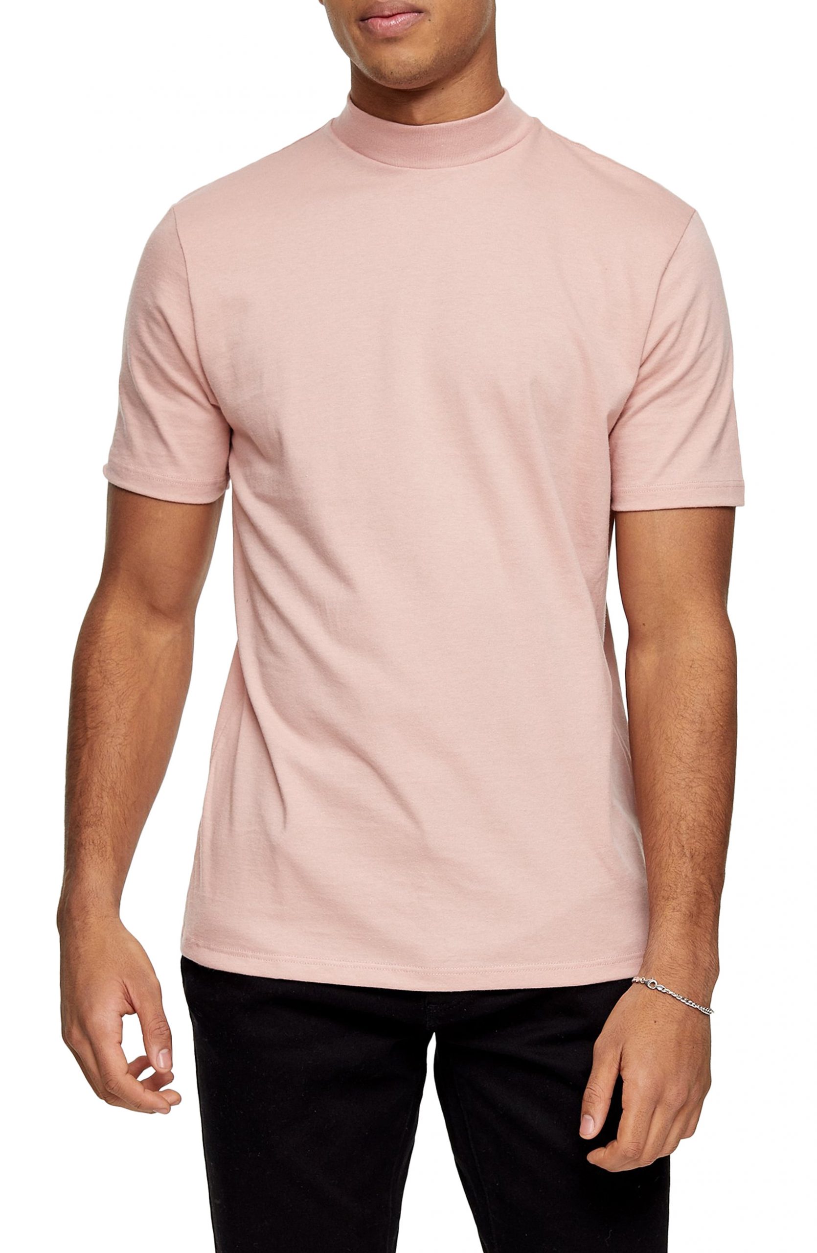 Download Men's Topman Mock Neck T-Shirt, Size Large - Pink | The ...