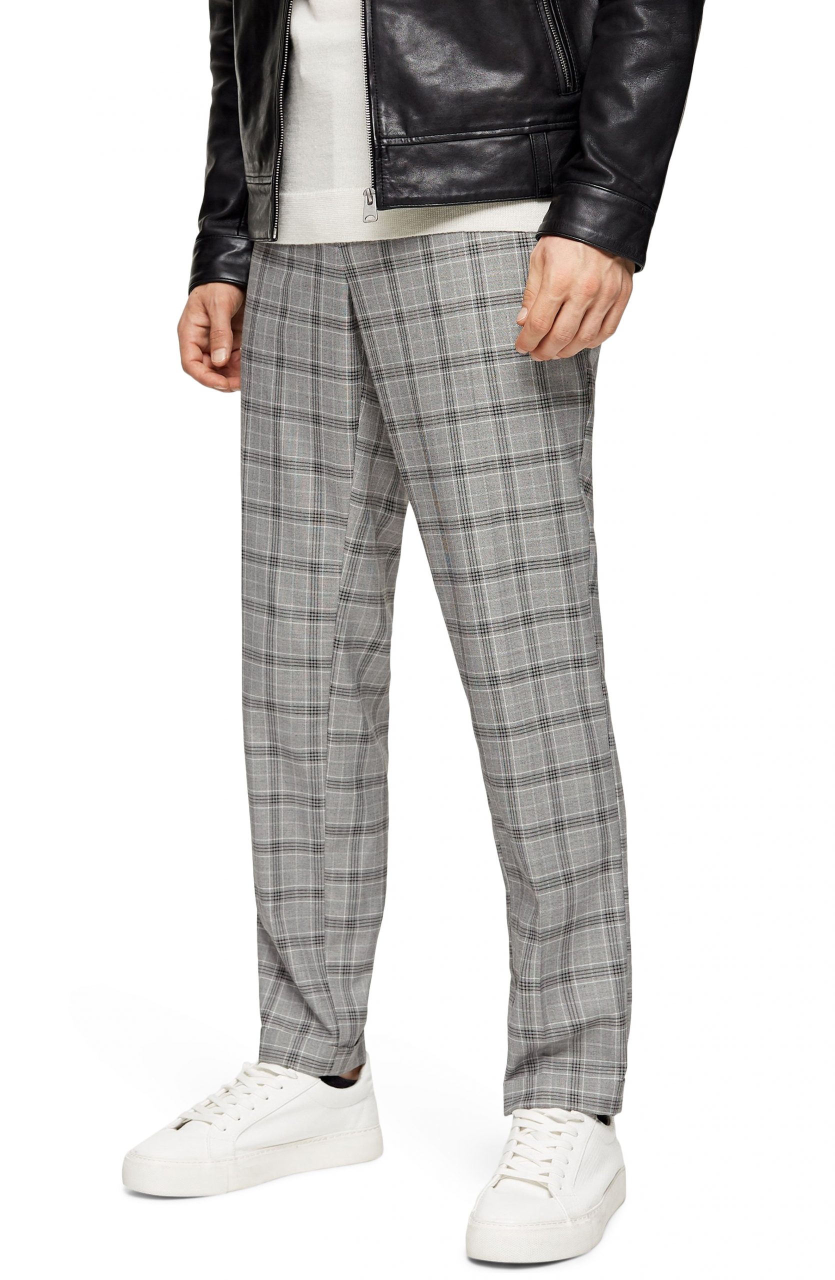 Men’s Topman Premium Check Skinny Trousers, Size 30 x 32 - Grey | The ...