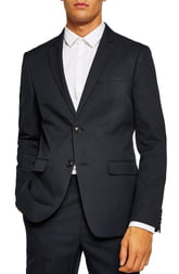 Men's Topman Skinny Fit Textured Suit Jacket, Size 36L - Blue Men's Topman Skinny Fit Textured Suit Jacket, Size 36L - Blue