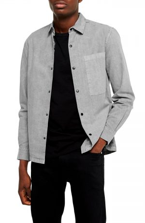 Men's Topman Slim Fit Snap Front Shirt, Size Small - Grey Men's Topman Slim Fit Snap Front Shirt, Size Small - Grey