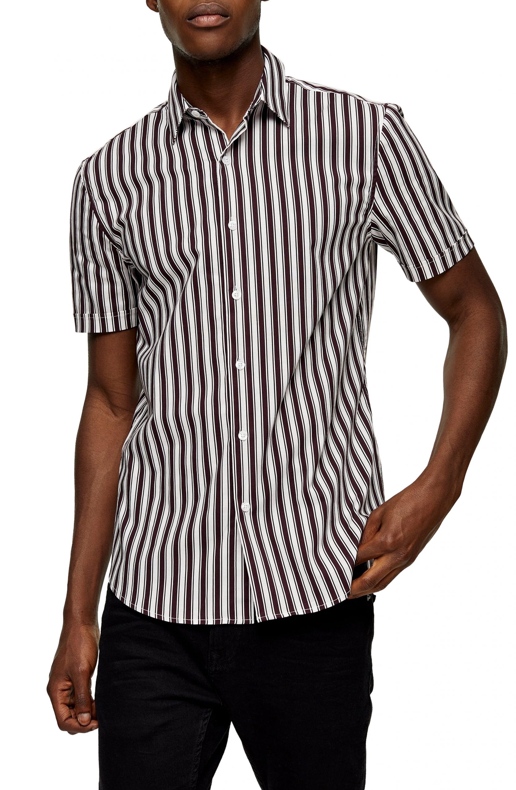 short sleeve button up striped