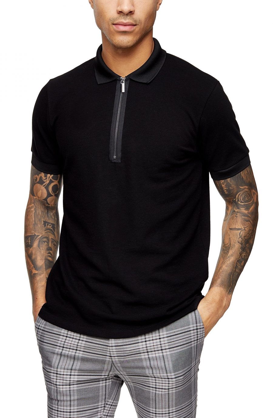 polar zip pique shirt