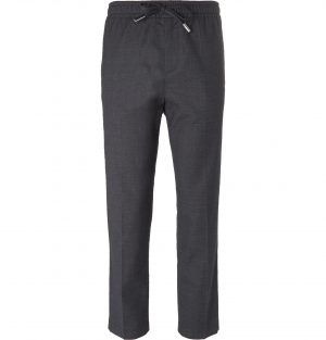 Mr P. - Slim-Fit Grey Stretch Wool and Cotton-Blend Drawstring Trousers - Men - Gray Mr P. - Slim-Fit Grey Stretch Wool and Cotton-Blend Drawstring Trousers - Men - Gray
