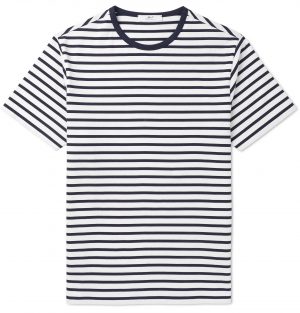Mr P. - Striped Cotton-Jersey T-Shirt - Men - Blue Mr P. - Striped Cotton-Jersey T-Shirt - Men - Blue