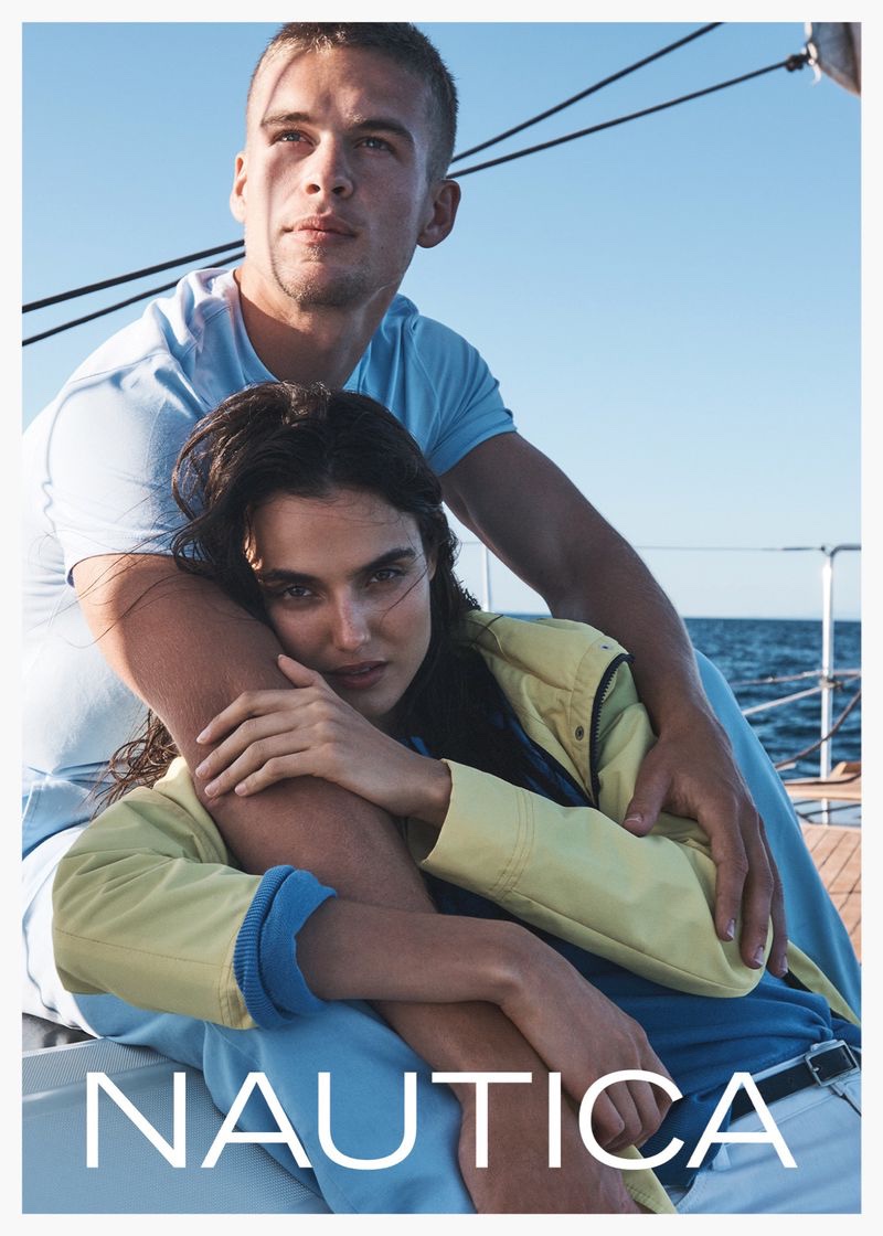 Models Blanca Padilla and Mitchell Slaggert star in Nautica's spring-summer 2020 campaign.