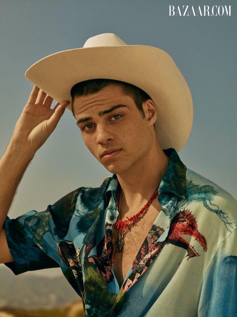 Donning a Stetson cowboy hat, Noah Centineo rocks a Valentino shirt and necklace for Harper's Bazaar Men's. » Noah Centineo Poses for Harper's Bazaar Men's, Talks Changing Hair & Being in the Public Eye Donning a Stetson cowboy hat, Noah Centineo rocks a Valentino shirt and necklace for Harper's Bazaar Men's.