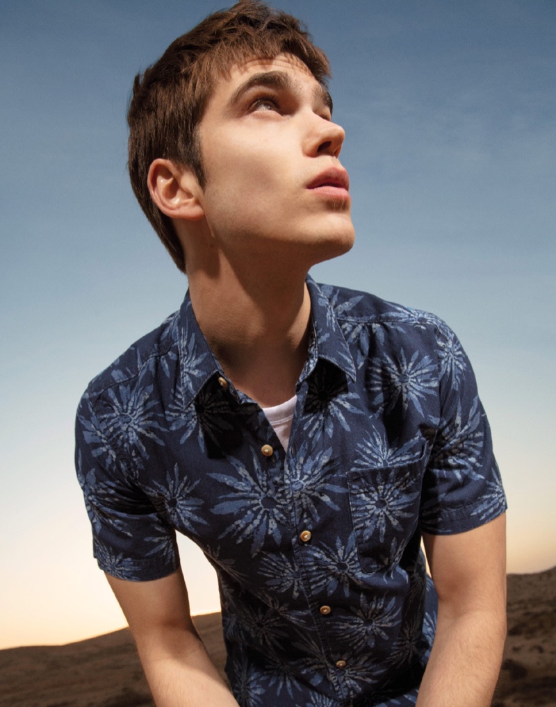 Making a case for printed shirts, Sam Steele wears Pepe Jeans.