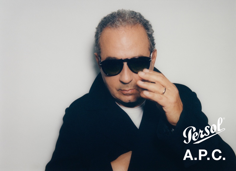 A.P.C. founder Jean Touitou fronts the Persol x A.P.C. campaign.