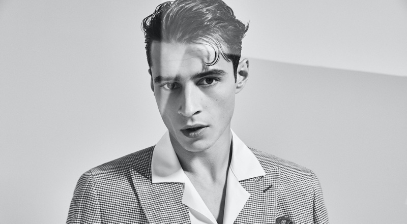 Adrien Sahores dons retro-inspired tailoring for Reiss' spring-summer 2020 campaign.
