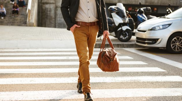Casual Looks for the Sophisticated Man About Town Stylish Man Walking Across the Street Cropped