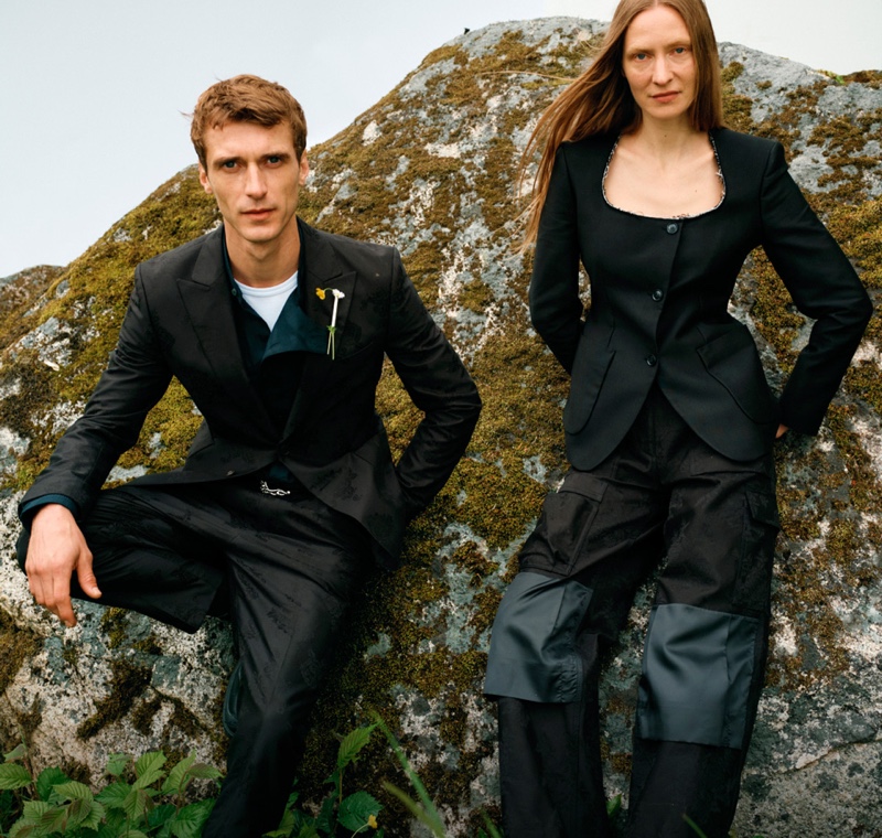 Models Clément Chabernaud and Erika Wall front Tiger of Sweden's spring-summer 2020 campaign.