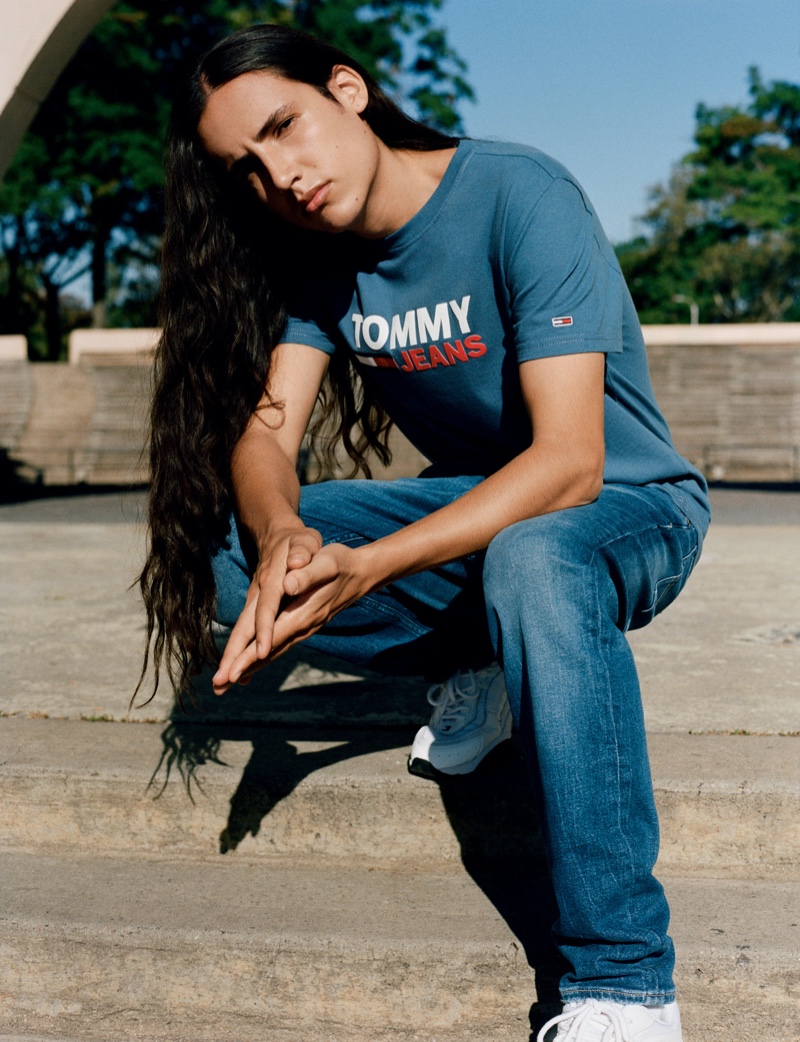 Xiuhtezcatl Martinez appears in Tommy Jeans' spring-summer 2020 campaign.
