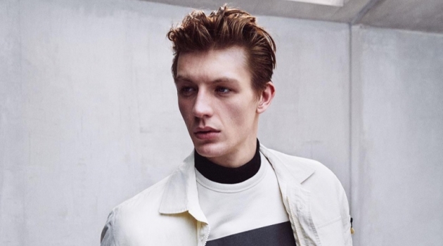 Finnlay Davis Sports Zara Chillida Collection Making a case for monochrome style, Finnlay Davis wears an ensemble from Zara's Chillida collection.