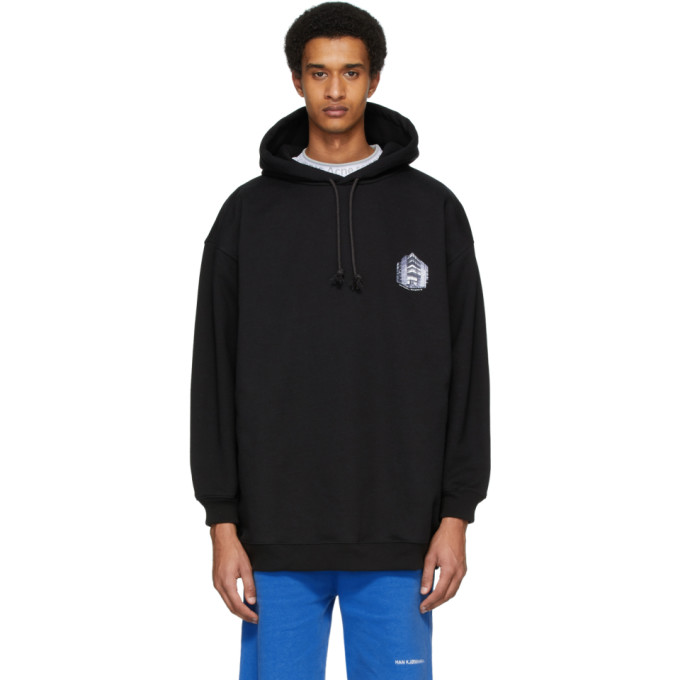 Acne Studios Black Headquarter Print Hoodie | The Fashionisto