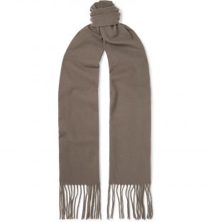 Acne Studios - Skinny Fringed Mélange Wool Scarf - Men - Brown Acne Studios - Skinny Fringed Mélange Wool Scarf - Men - Brown