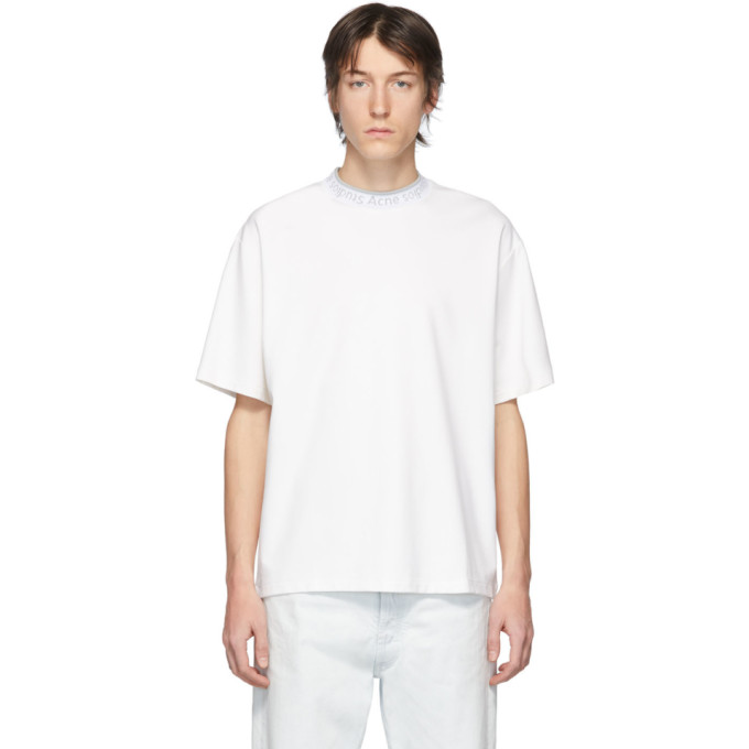 Acne Studios White Logo Neck T-Shirt | The Fashionisto