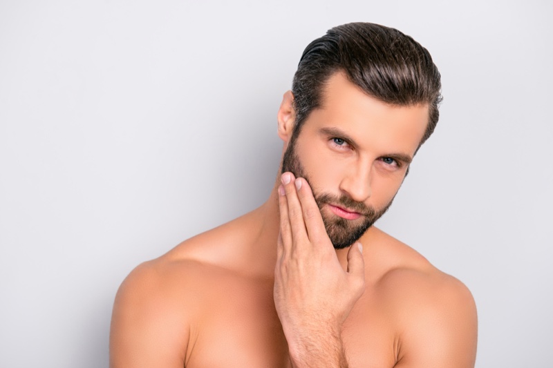 Attractive Male Model Beard Clear Skin Beauty Grooming