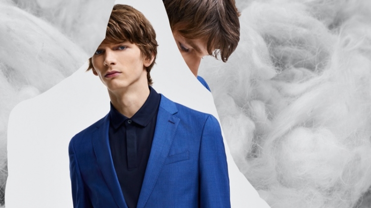 Model Erik Van Gils sports a dashing blue suit from BOSS' Responsible Tailoring collection.