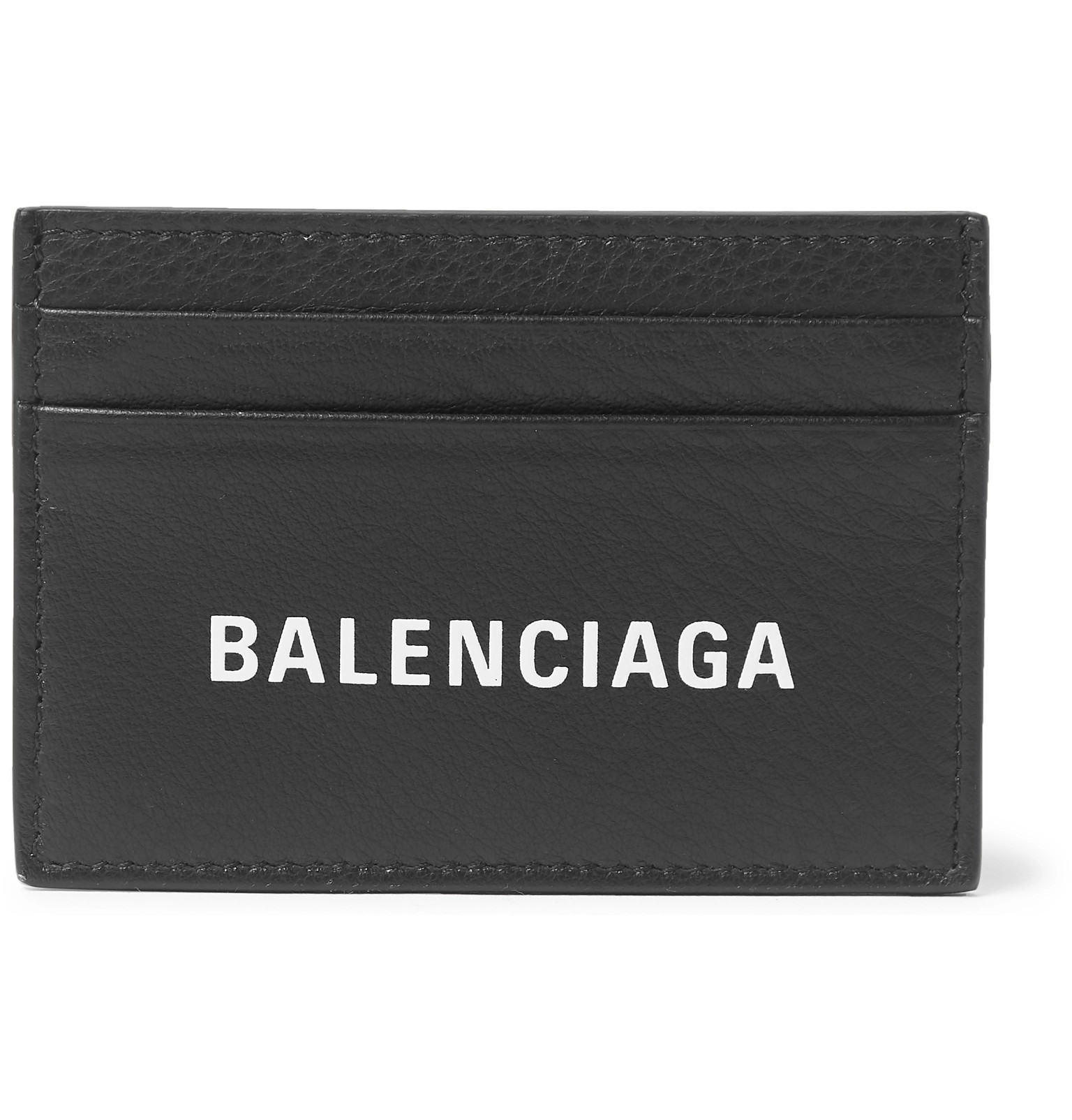 Balenciaga - Logo-Print Full-Grain Leather Cardholder - Men - Black ...