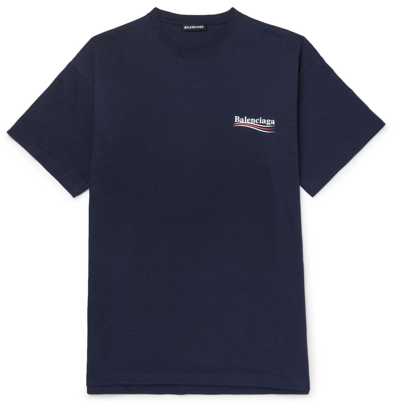 Balenciaga - Oversized Logo-Print Cotton-Jersey T-Shirt - Men - Blue ...