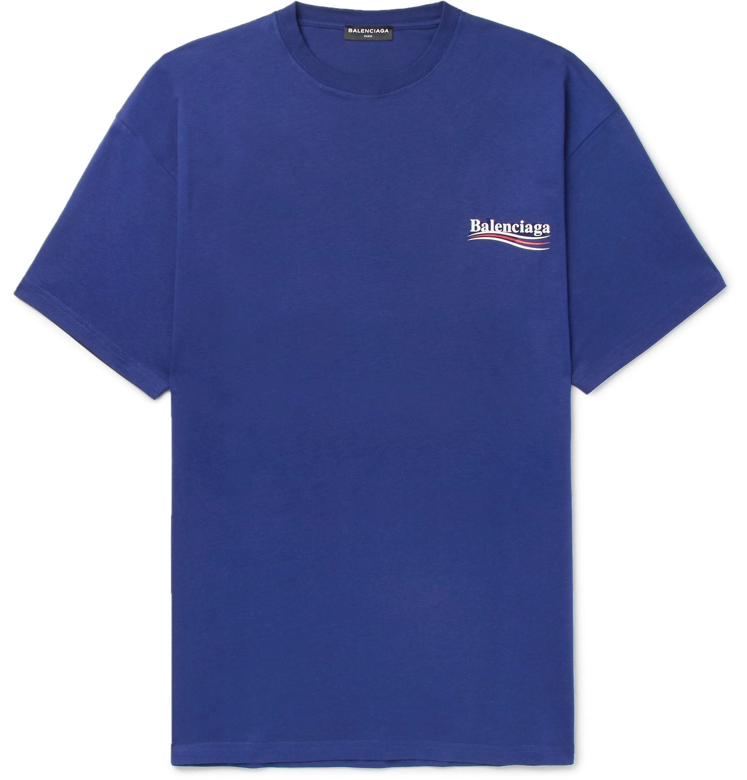 Balenciaga - Printed Cotton-Jersey T-Shirt - Men - Blue | The Fashionisto